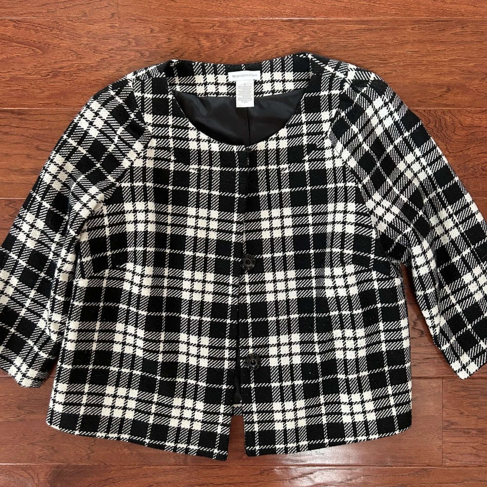 Worthington Monochrome Checkered Blazer